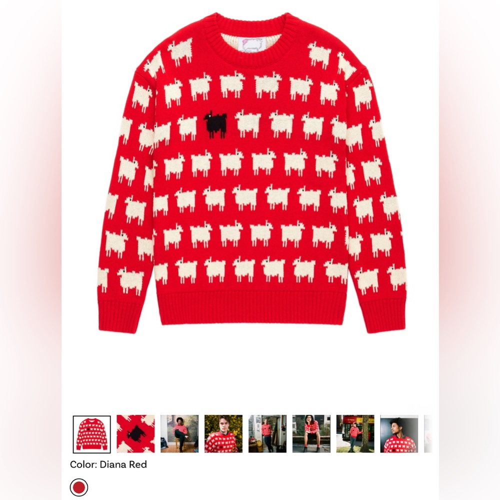 NWT Men’s Warm & Wonderful Cotton Sheep Sweater in Diana Red